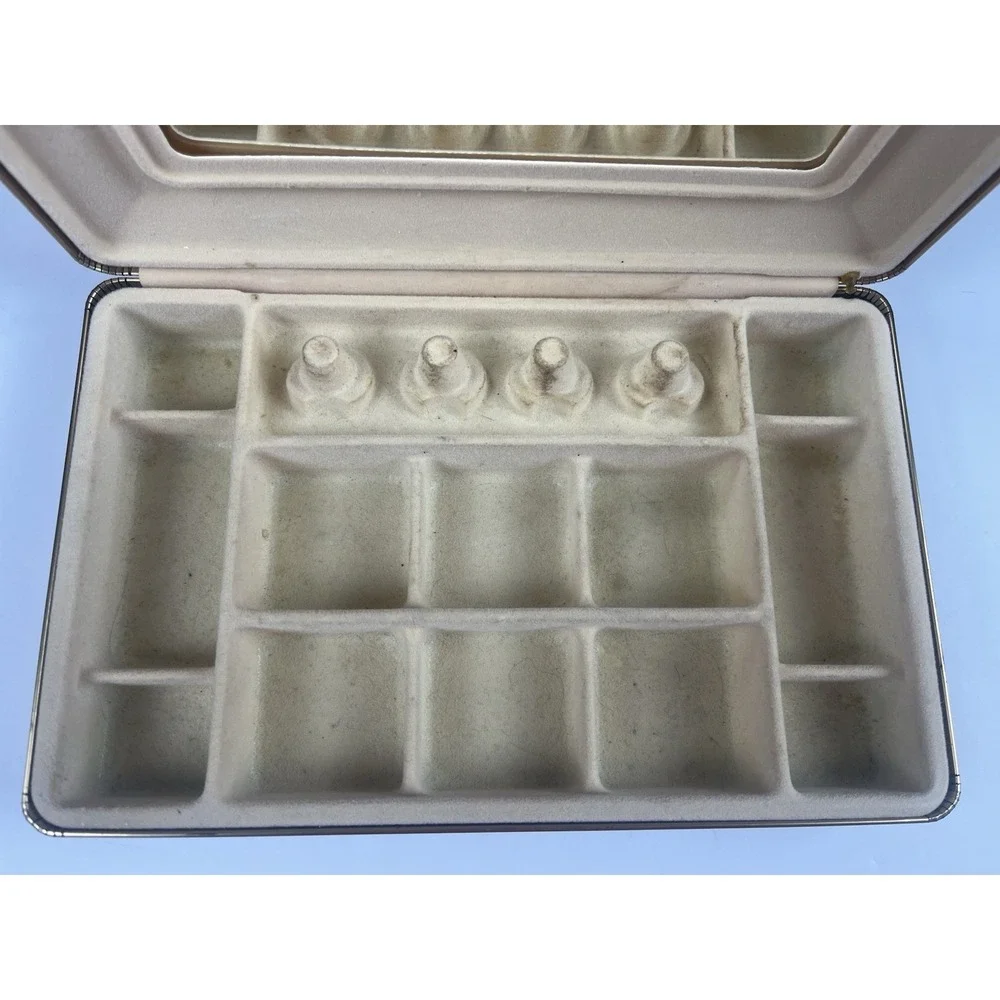 Vintage Floral Jewelry Box Travel Hard Case With Mirror